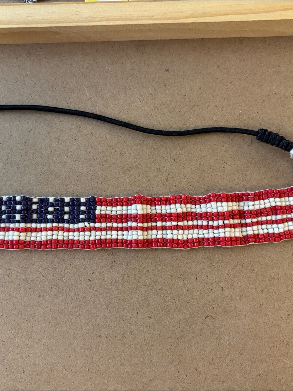 Beaded American Flag Headband - Red White Blue